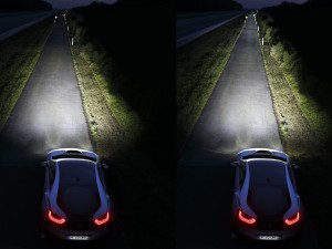 Nahezu doppelt so weit wie moderne LED-Scheinwerfer leuchtet das BMW Laserlicht – bis zu 600 Meter. (Werksfoto)
