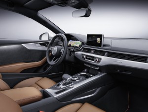 Elegantes Interieur: Innen zeigt das neue Audi A5 Coupé den aktuellen Stil des Hauses, inklusive Audi Virtual Cockpit. (Werksfoto)